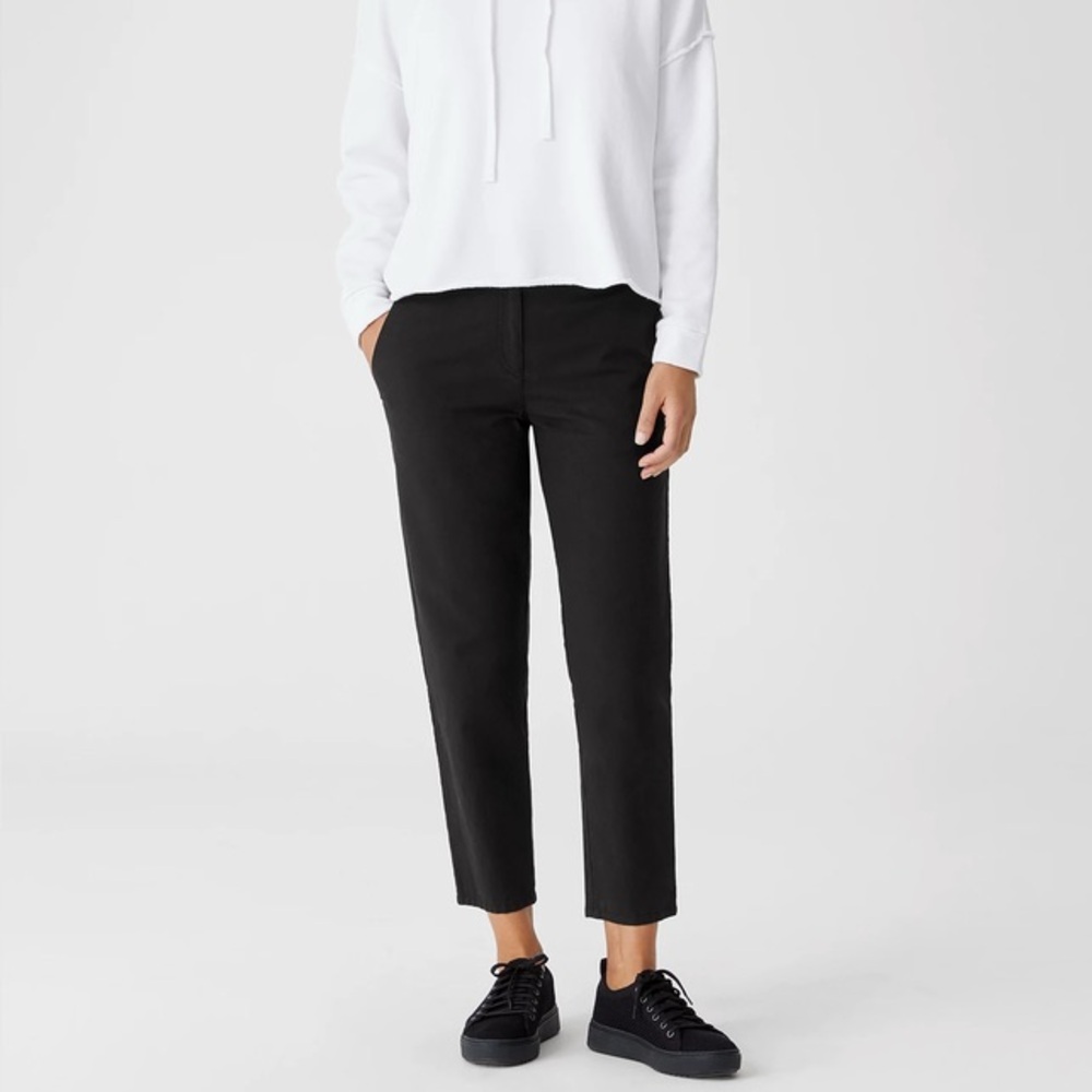 Eileen Fisher Cotton Hemp Tapered Ankle Pant In Black Size 22/2X Minimalist